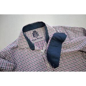 English Laundry Dress Shirt Plaid Flip Cuff Long Sleeve Mens 16 32/33 Large